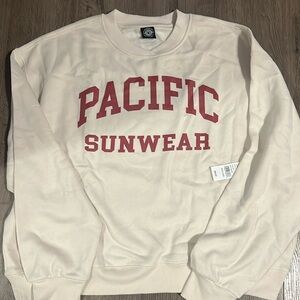 PacSun classic logo sweatshirt. Cream with red print. SIZE:Medium